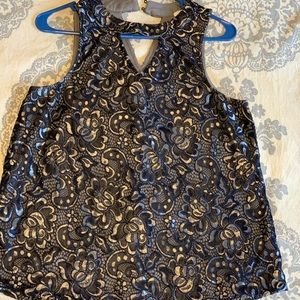 Navy Blue & Silver Dressy Tank Top